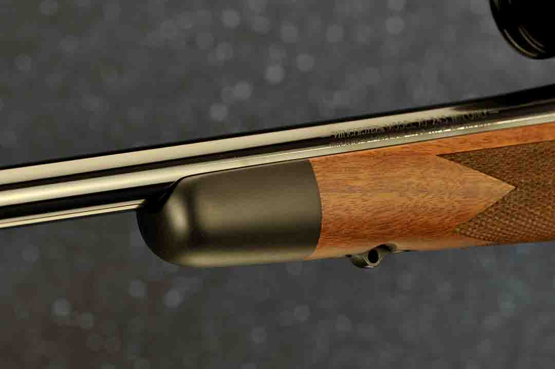 Like all custom rifles, a black forend tip cut at 90 degrees adds much class to this rifle.